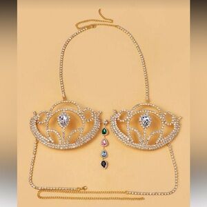 Amazon Gold Rhinestone Crop Top New Never worn